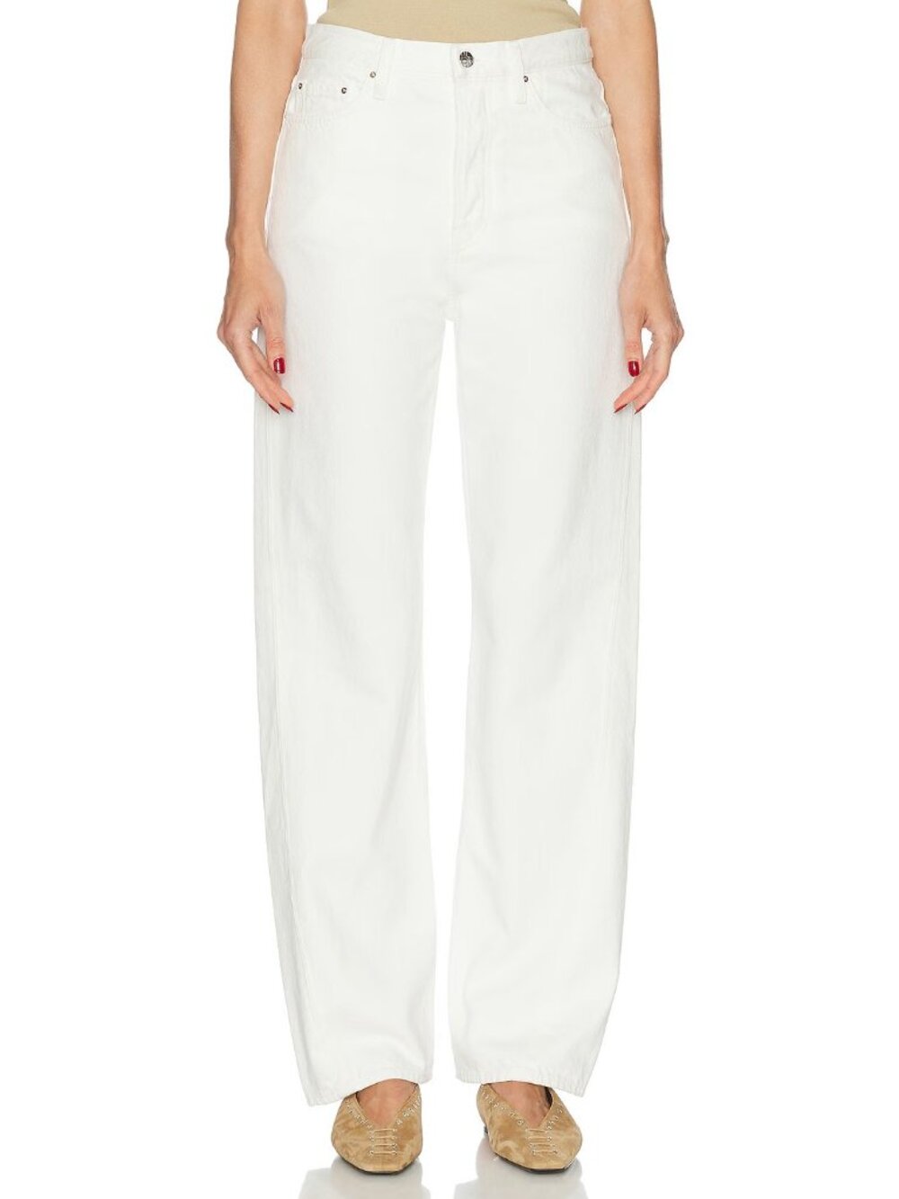 Toteme Twisted Seam Full Length Jeans in Off White